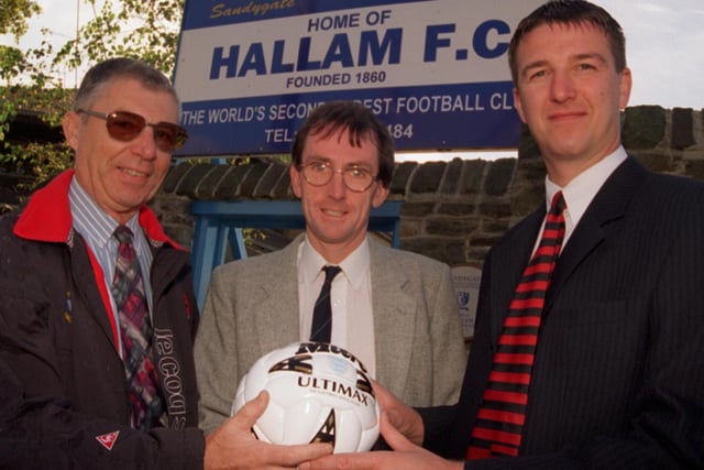 Tony Scanlon, John Wilson and John Pearson at the Sandygate Ground in 1997