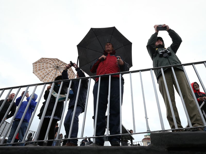 People watch on as Scarlet Lady arrives in Portsmouth for the first time. Picture: Chris Moorhouse (jpns 210621-02)
