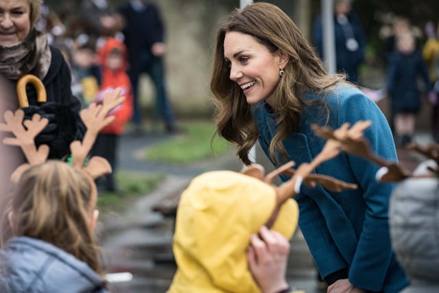 The Duchess of Cambridge with Year 3 pupils. Picture: Dawn Robertson