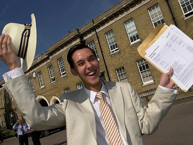 Sam Goodyear (18) who lives in Portsmouth gained an A A B from the popular Portsmouth Grammar School in Old Portsmouth in 2003.

PICTURES: MALCOLM WELLS