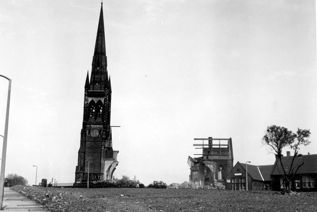Demolition of All Saints Church, Ellesmere Road, Burngreave, Sheffield, on June 6, 1977. Ref no: U01849