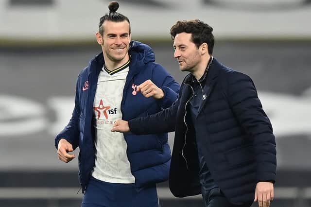 Gareth Bale and Ryan Mason celebrate victory over the Blades (Photo by Justin Setterfield/Getty Images)
