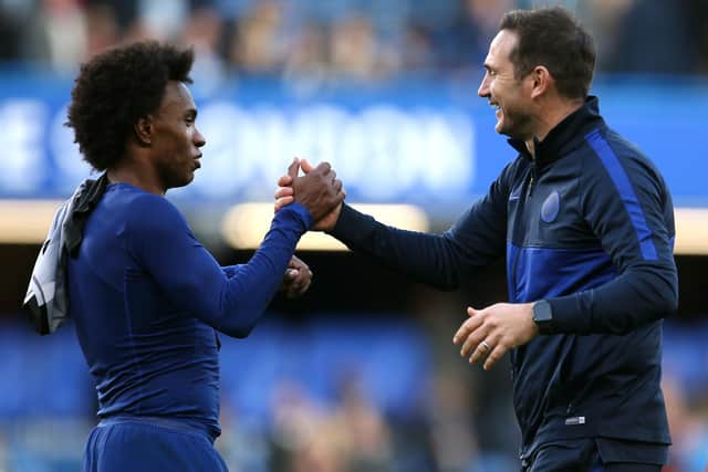 Chelsea manager Frank Lampard (right) and Willian: Steven Paston/PA Wire.