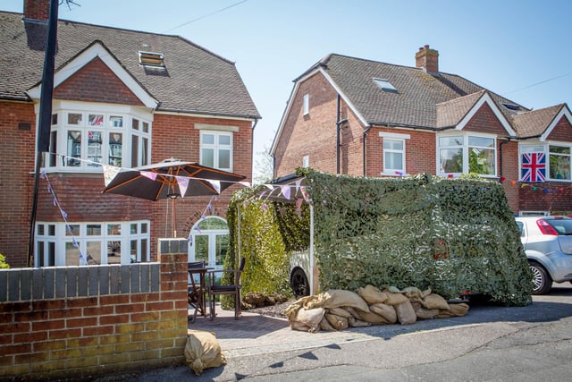 Dozens of homes decorated in VE day memorabilia in Woodfield Avenue, Farlington