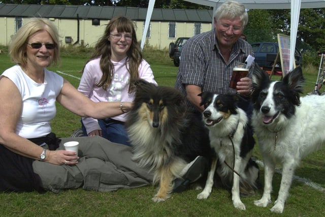 Pictured at the Sheffield Dog rescue Fun Dog show are were Liz Robinson, Holly Langman and Roger Fell with dogs Biddy, Mollie and Jessie  in 2003