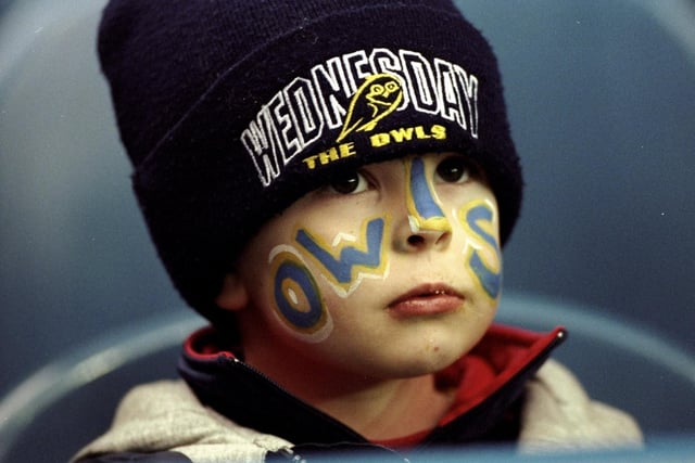 A young Owls fan supports his team during the FA Carling Premiership match between Sheffield Wednesday and Southampton at Hillsborough in October 1998,  Mandatory Credit: Allsport UK /Allsport