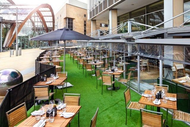 Italian restaurant, Piccolino, is based on Millennium Square in the city centre and has a large terrace for outside dining that has views of both the Peace Gardens and the Winter Gardens. There are also outdoor heaters if you stay late, so you can enjoy at all hours.