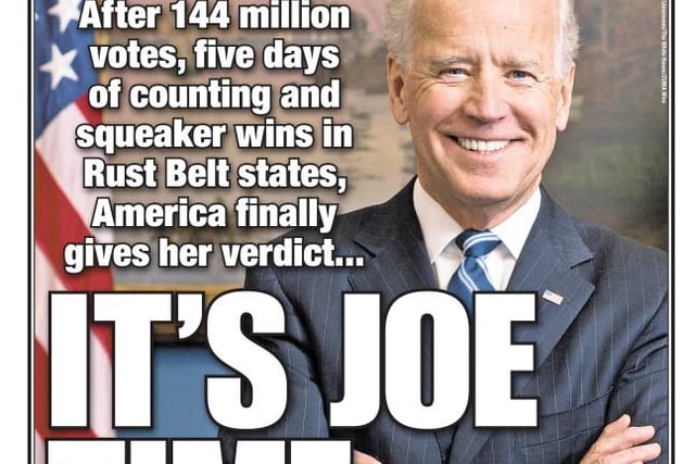 The New York Post shared the upbeat tone with a smiling president elect and the punny headline 'It's Joe Time'