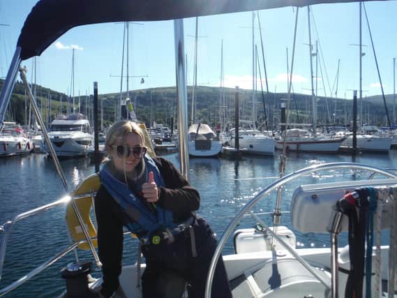 Lauren on board at Largs Marina