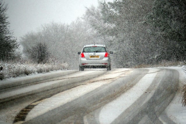 The marks on this road are a reminder of how easy it is to lose control in the snow