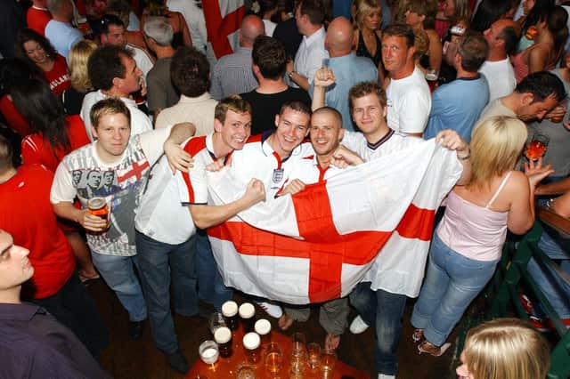 Happy England fans at Varsity are pictured at half time during the England game against France. Remember this?