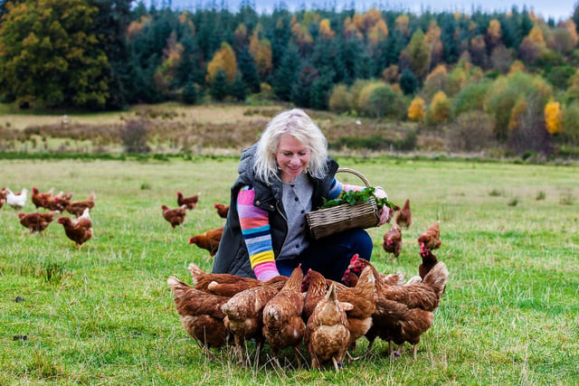 Charlotte Blackler's with some of her herb fed hens.