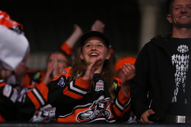 Sheffield Steelers fans at the Arena for the match against Manchester Storm on Saturday night