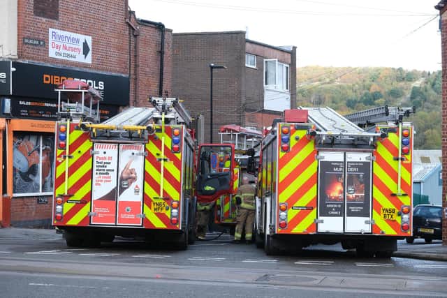 Fire officers attand a blaze on Ballaclava Street in Sheffield