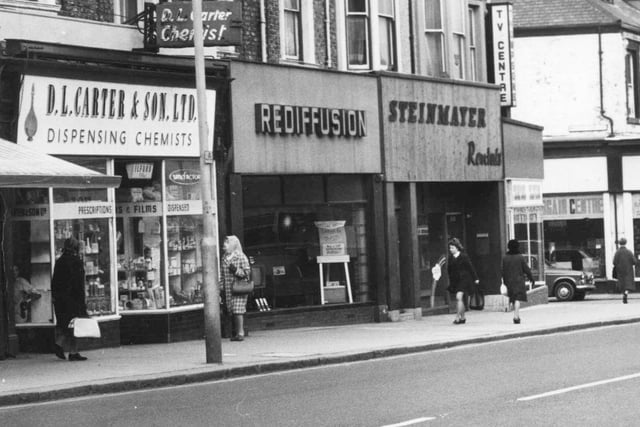 Carters the chemist and Rediffusion are in the picture in this 1971 scene.