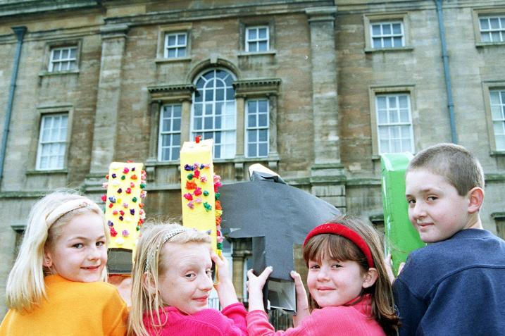 Youngsters made periscopes at the Hall. Natalie Bach, Kimberly Barsby, Melissa and Ben Murray.