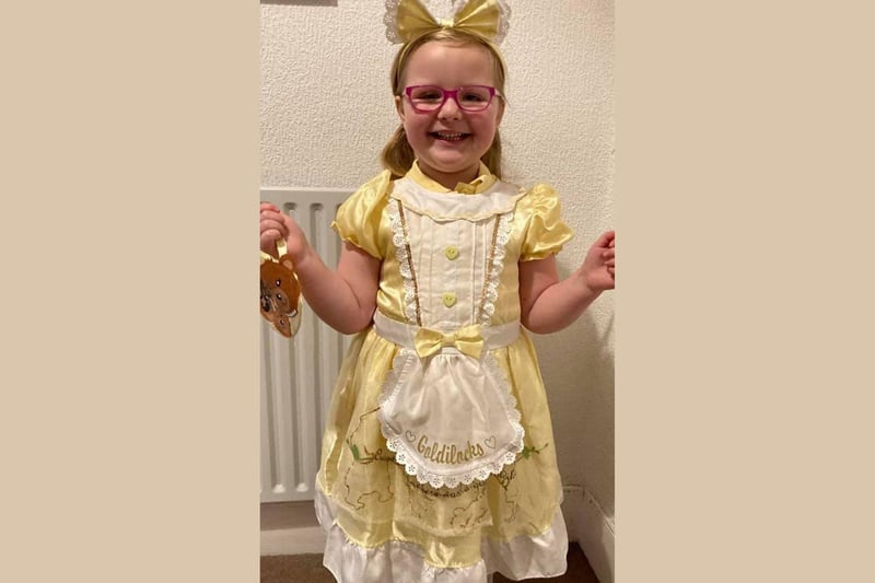 This one is just right! Blossom, age 5, dressed as Goldilocks for World Book Day.