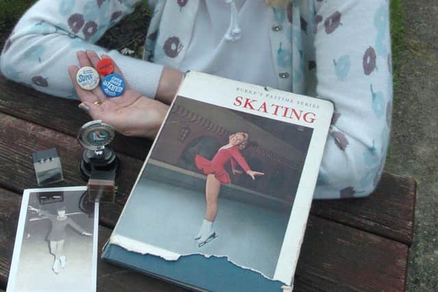  Pictured at her home on   Hatfield House Lane, Shiregreen, Sheffield is  Linda Kay with mementoes of her early years as a keen skater at the Silver Blades Ice Rink.