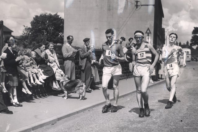 L to R John Eddershaw, Frank Winter, and Peter Burrows  at Ecclesfield, during the 1957 Star Walk