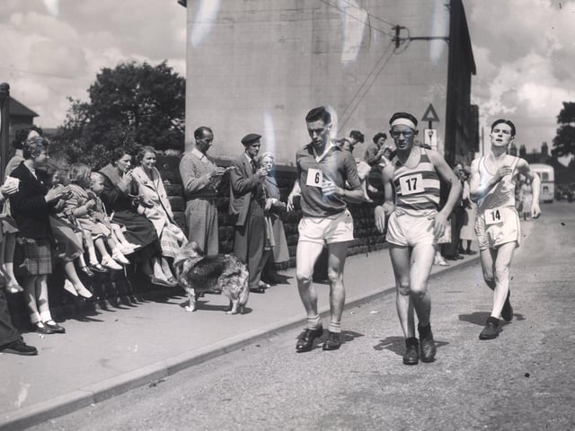 L to R John Eddershaw, Frank Winter, and Peter Burrows  at Ecclesfield, during the 1957 Star Walk