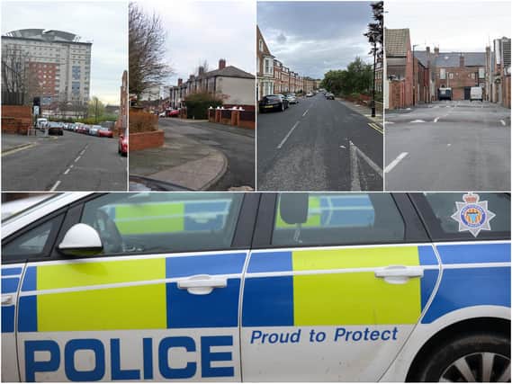 Some of the streets in the south of Sunderland where most crime is reported to have taken place, according to official figures.