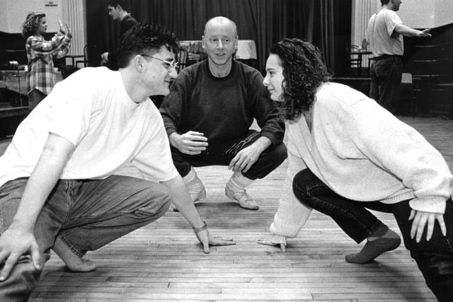 Hartlepool Sixth Form College students Lee Malcolmson and Karen Morris were pictured receiving instruction in movement and eye contact from Simon Murray, who ran a theatre workshop in 1994.