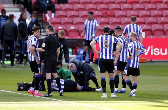 Sheffield Wednesday's Tom Lees suffered what looked like a serious injury. (Richard Sellers/PA Wire)