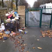 The bins were overflowing with rubbish at Darnall Cemetery