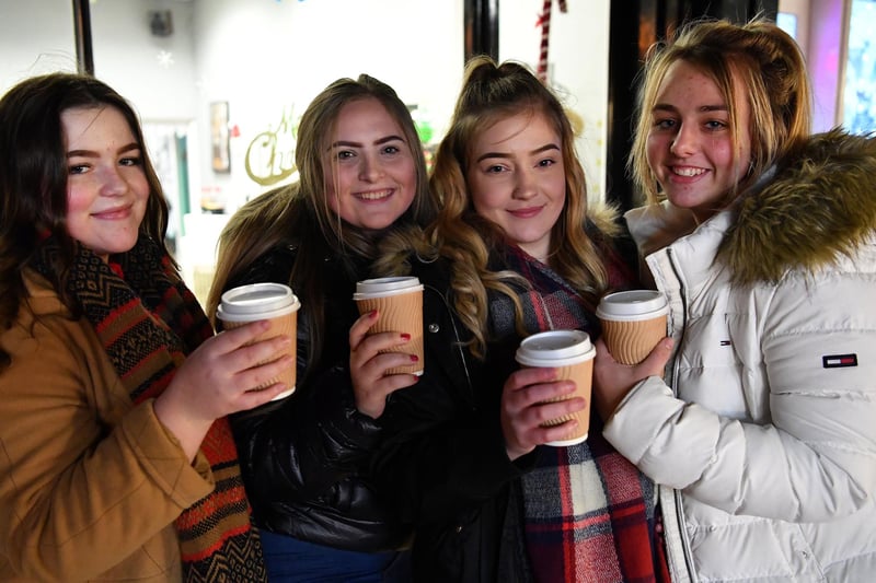 Sophie Goy, Natasha Osborne, Danielle McCarthy and Summer Lawson were pictured enjoying a hot chocolate at the Hartlepool Christmas light switch on 3 years ago.