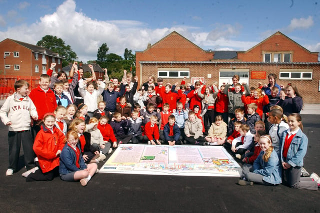 Lots of faces during the 2006 Walk To School event at St Aidan's Primary School. Is there someone you know among them?