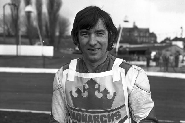George Hunter of the Edinburgh Monarchs speedway team in April 1980.