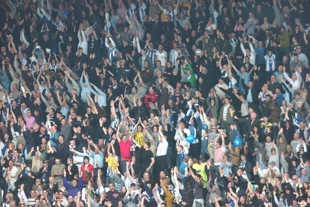 Some of the 6,000-strong travelling support which saw Sheffield Wednesday win 2-0 at Derby County courtesy of Marcus Tudgay and Leon Best on April 30, 2006.