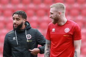 Jayden Bogle and Oliver McBurnie of Sheffield United: Simon Bellis / Sportimage