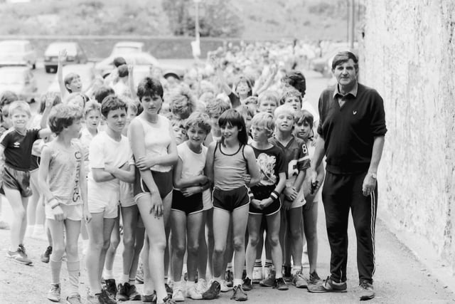 A familiar face starts the Hawick and Denholm race, June 1986.