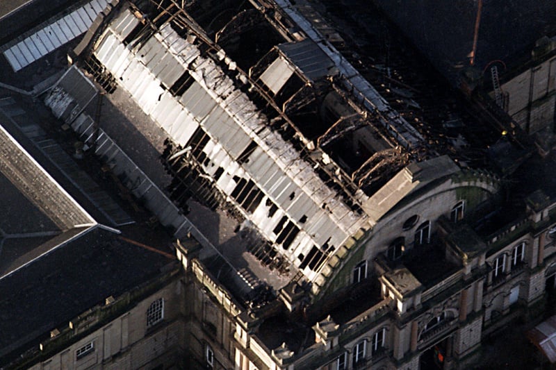 The Corn Exchange was still showing the damage caused by a recent fire when this picture was taken in the 1990s