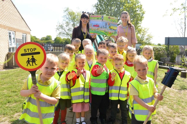 Teachers Lorraine Brown and Julie Douglas are pictured during a road safety event at Oxclose Community Nursery School. It's a scene from 2017.