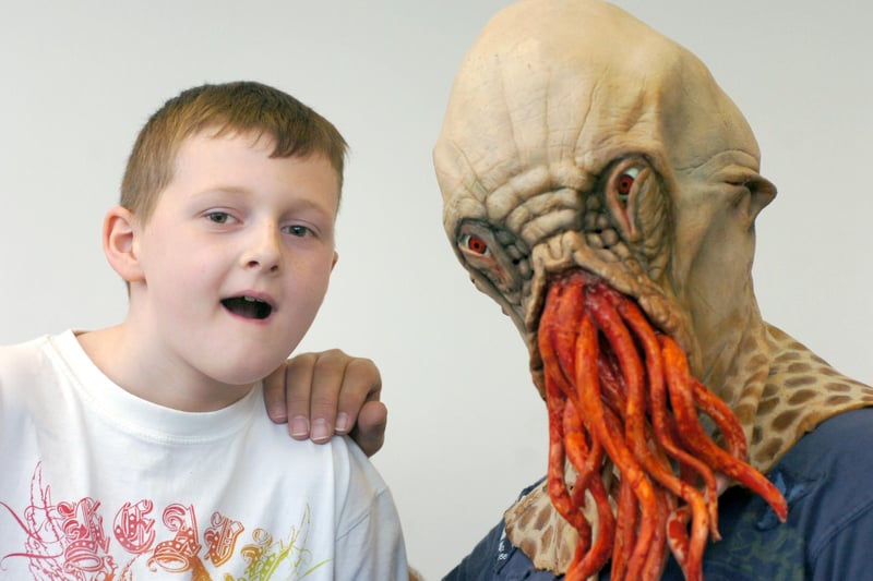 Third birthday celebrations at the Bunny Hill Centre included a visit by model maker Ray Phillips. Lee Sewell, 9, got to see one of Ray's fantastic latex masks showing the character from Dr Who in 2009.