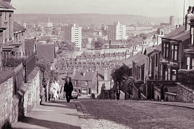 Blake Street, Upperthorpe, possibly Sheffield's steepest street, pictured in June 1961