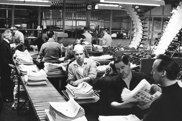 A scene inside the Telegraph and Star printing press, York Street, Sheffield, in 1967