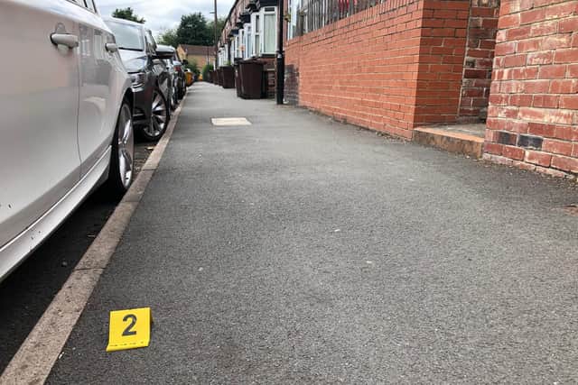 Abbeydale Road shooting: An evidence marker on the ground.