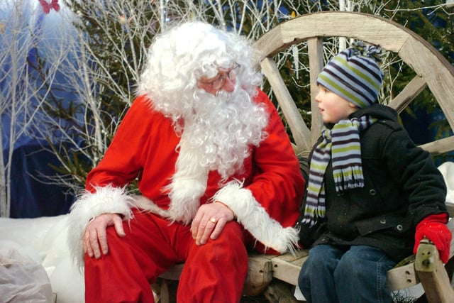 Jack Fenwick, 3, has a good old chat with Santa at the Down At The Farm winter wonderland near Houghton-le-Spring 12 years ago.