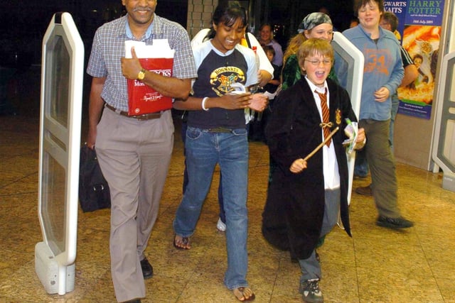 Some of the first customers at WHSmith in Meadowhall to get their copy of Harry Potter and the Half-Blood Prince on July 16, 2005.