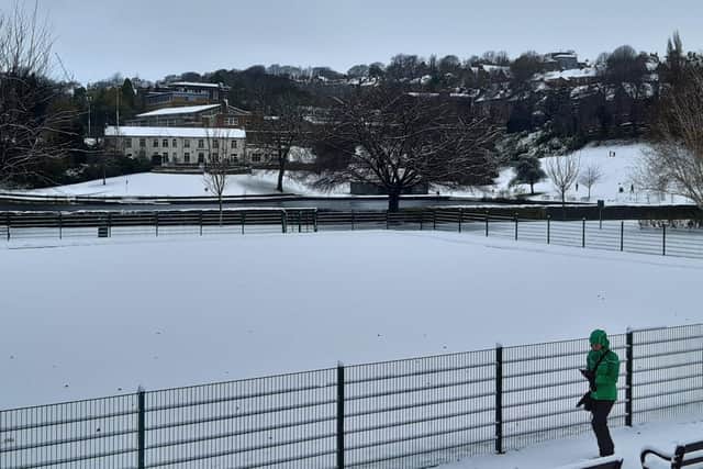 Crookes Valley Park was covered in snow.