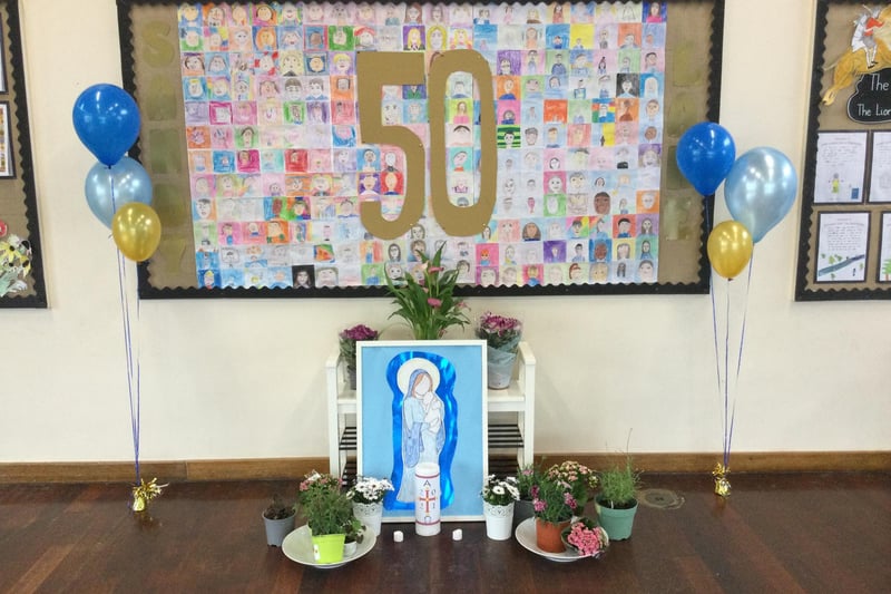 The hall display to mark the 50th anniversary