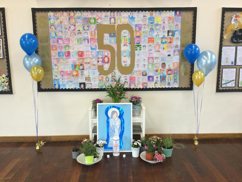 The hall display to mark the 50th anniversary