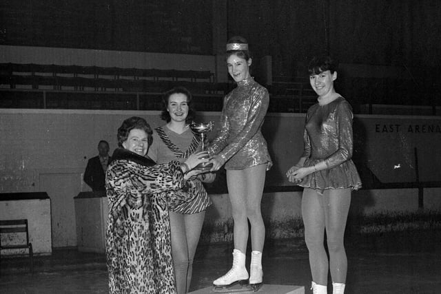 The Chris Gold Trophy is won by Miss K Sharp at the rink in 1964.