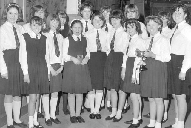 Speech day in 1964 but can you spot someone you know.
Pictured are, back row, left to right: Edith Gibson, Catherine Horsley, Brenda Green, unknown, Jennifer Wyle, Judith Tate, unknown, Joyce Metcalf.
Front row, left to right: Pat Woodward, Carol Forcer, Catherine Rickerby, Joan Barnfather, Evelyn Woon, Christine Connolly, Ann Higham.