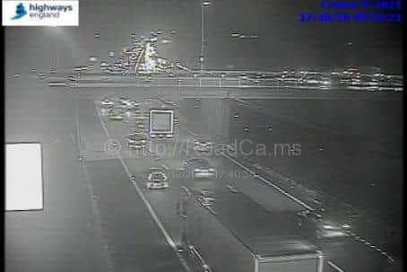 Motorists are facing delays on the M1 south near Sheffield due to a vehicle fire.