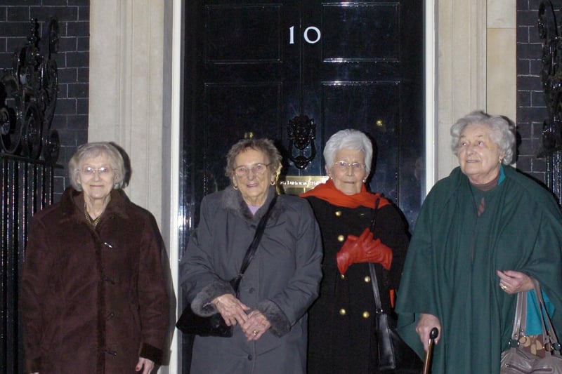Sheffield's brilliant Women of Steel campaigners leaving Number 10 Downing Street in 2010 after meeting Prime Minister Gordon Brown. From left, Kitty Sollitt, Dorothy Slingsby, Kathleen Roberts and Ruby Gascoigne were wartime munitions workers determined that the Women of Steel should be recognised - and they succeeded, with the support of The Star and city council