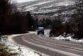 16 Jan 2017.........Wintery conditions in the Peak District made for difficult driving conditions on the A57 which wsa closed at Snake Pass. Picture Scott Merrylees